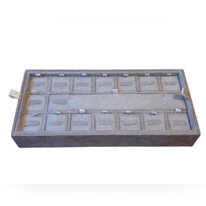 Jewelry Storage Organizer Display Lidded Tray Taupe Faux Suede 10"x5"x1.5" NWOT